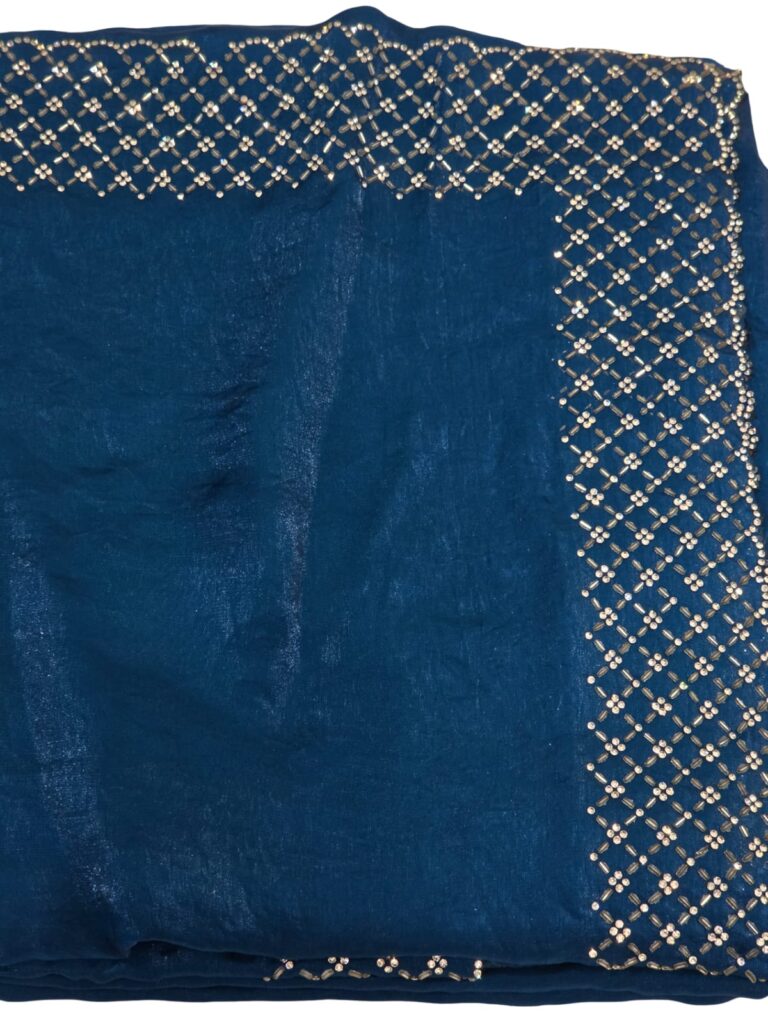 Fendy Designer Stone Silk Saree Women Indian Party Wedding Saree 6 Colors