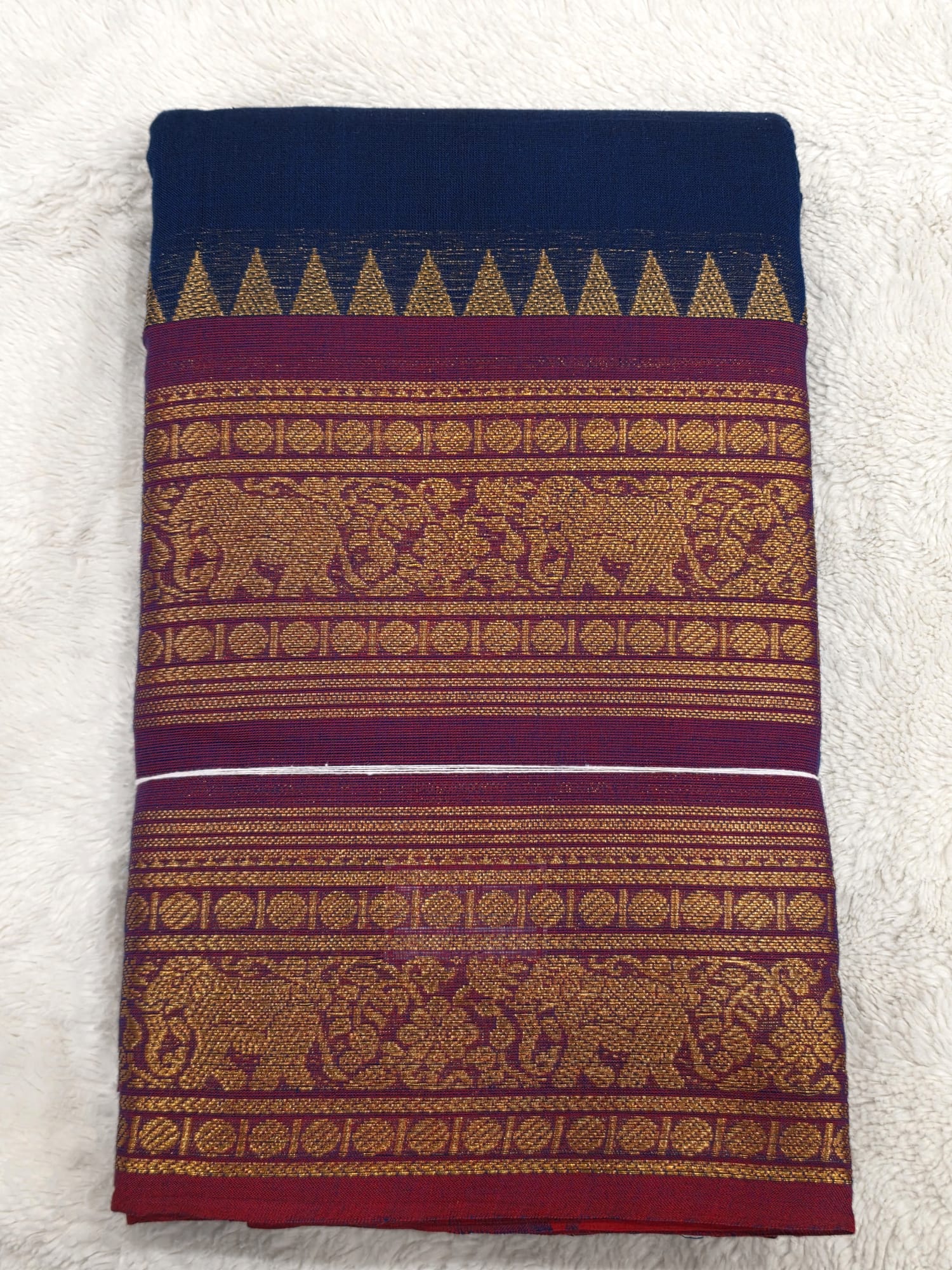 Kanchi Cotton Saree 120 Thread Count Gold Zari Border 5 Color Options - Image 5