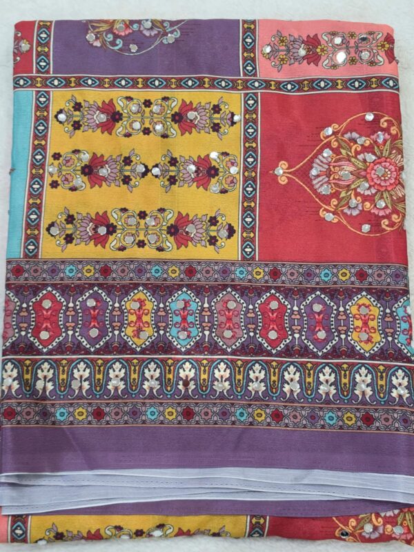 Multicolor Masakali Mirror Saree Indian Party Wear 4 Color Options - Image 8