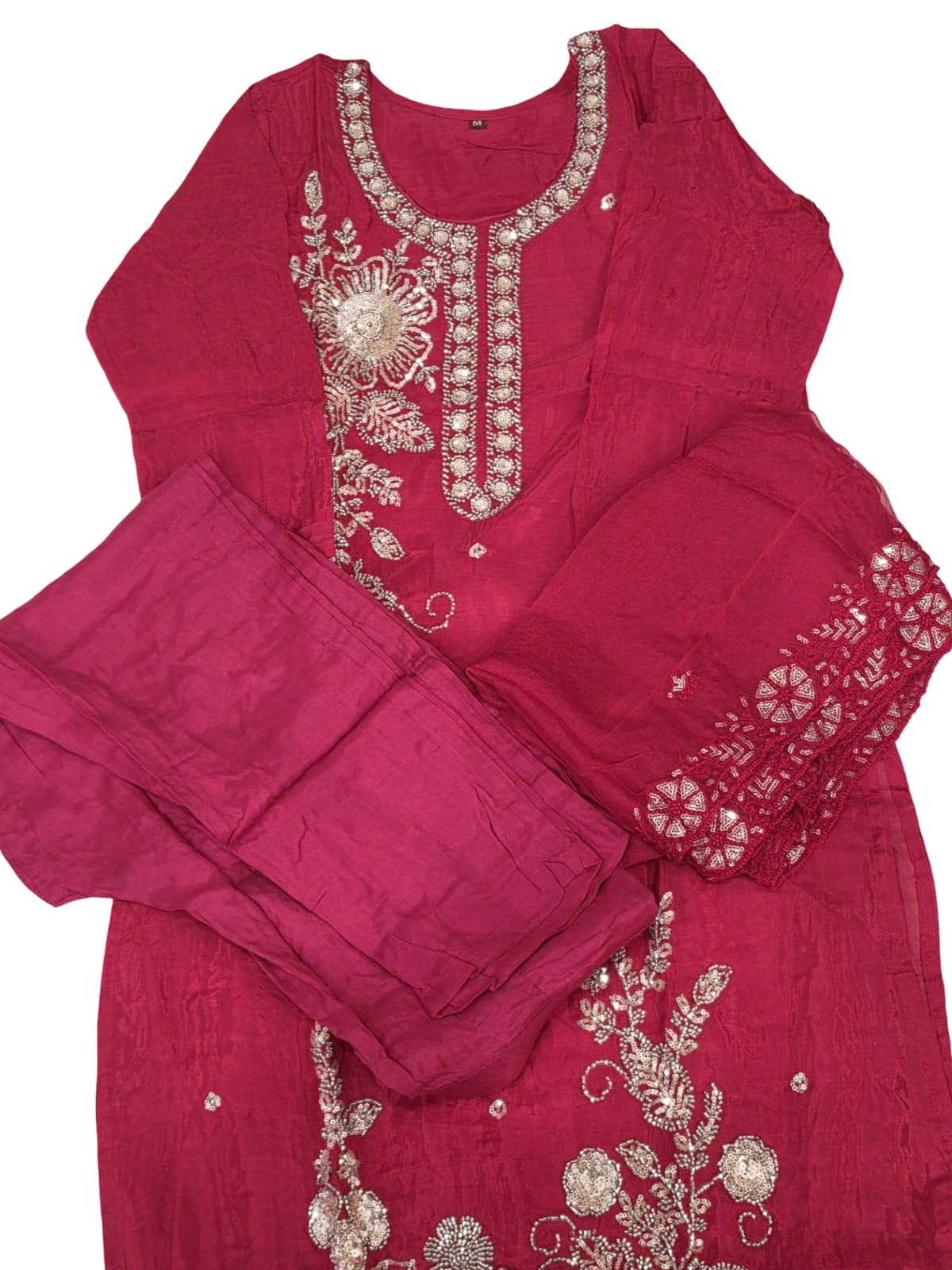 Women 3PC Salwar Suit Embroidered Indian Kurta Pant Dupatta Party Wear M-XXL - Image 4