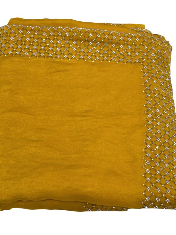 Fendy Designer Stone Silk Saree Women Indian Party Wedding Saree 6 Colors - Image 12