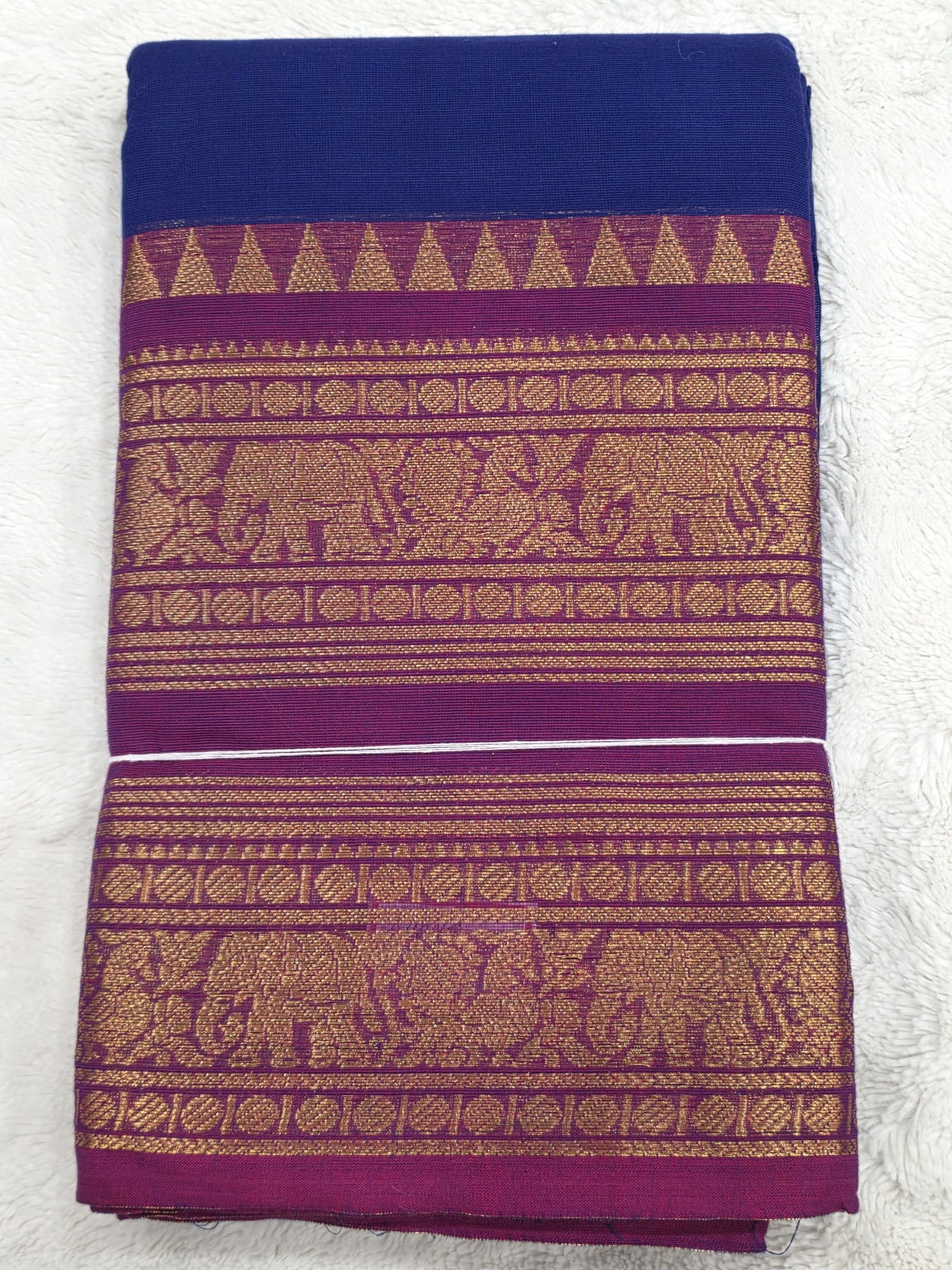 Kanchi Cotton Saree 120 Thread Count Gold Zari Border 5 Color Options - Image 6