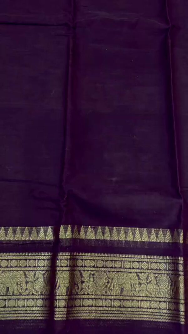 Kanchi Cotton Saree 120 Thread Count Gold Zari Border 5 Color Options - Image 12