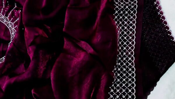 Fendy Designer Stone Silk Saree Women Indian Party Wedding Saree 6 Colors - Image 6