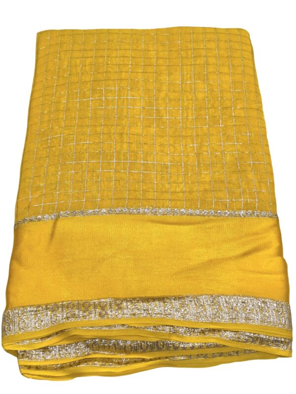 Red Checked Saree Silver Zari Border Indian Traditional Women's Ethnic Wear - Image 8