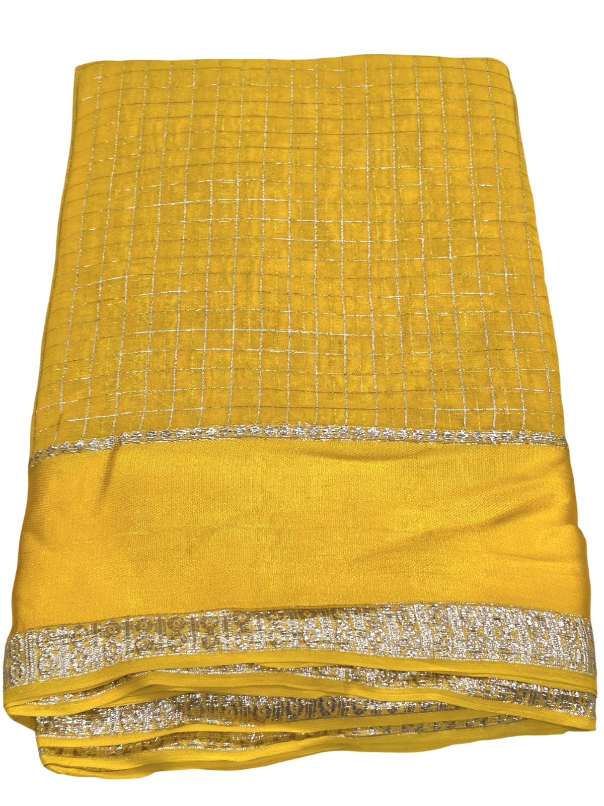 Red Checked Saree Silver Zari Border Indian Traditional Women's Ethnic Wear - Image 8