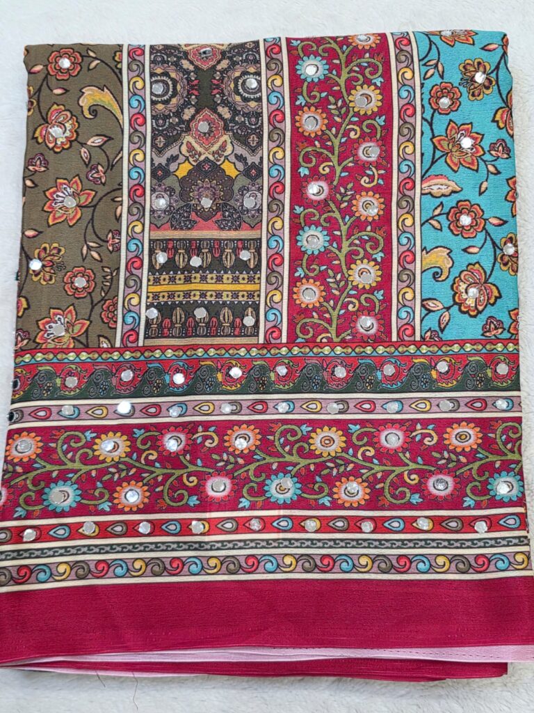 Multicolor Masakali Mirror Saree Indian Party Wear 4 Color Options