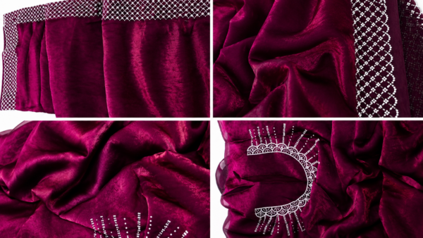 Fendy Designer Stone Silk Saree Women Indian Party Wedding Saree 6 Colors - Image 4