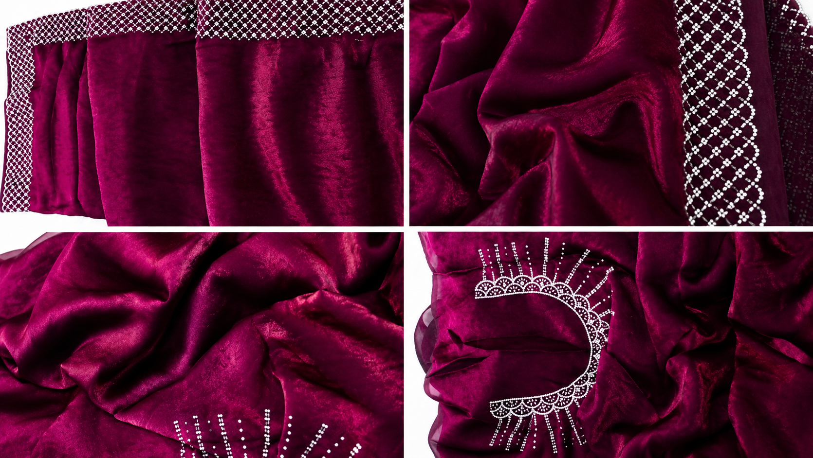 Fendy Designer Stone Silk Saree Women Indian Party Wedding Saree 6 Colors - Image 4