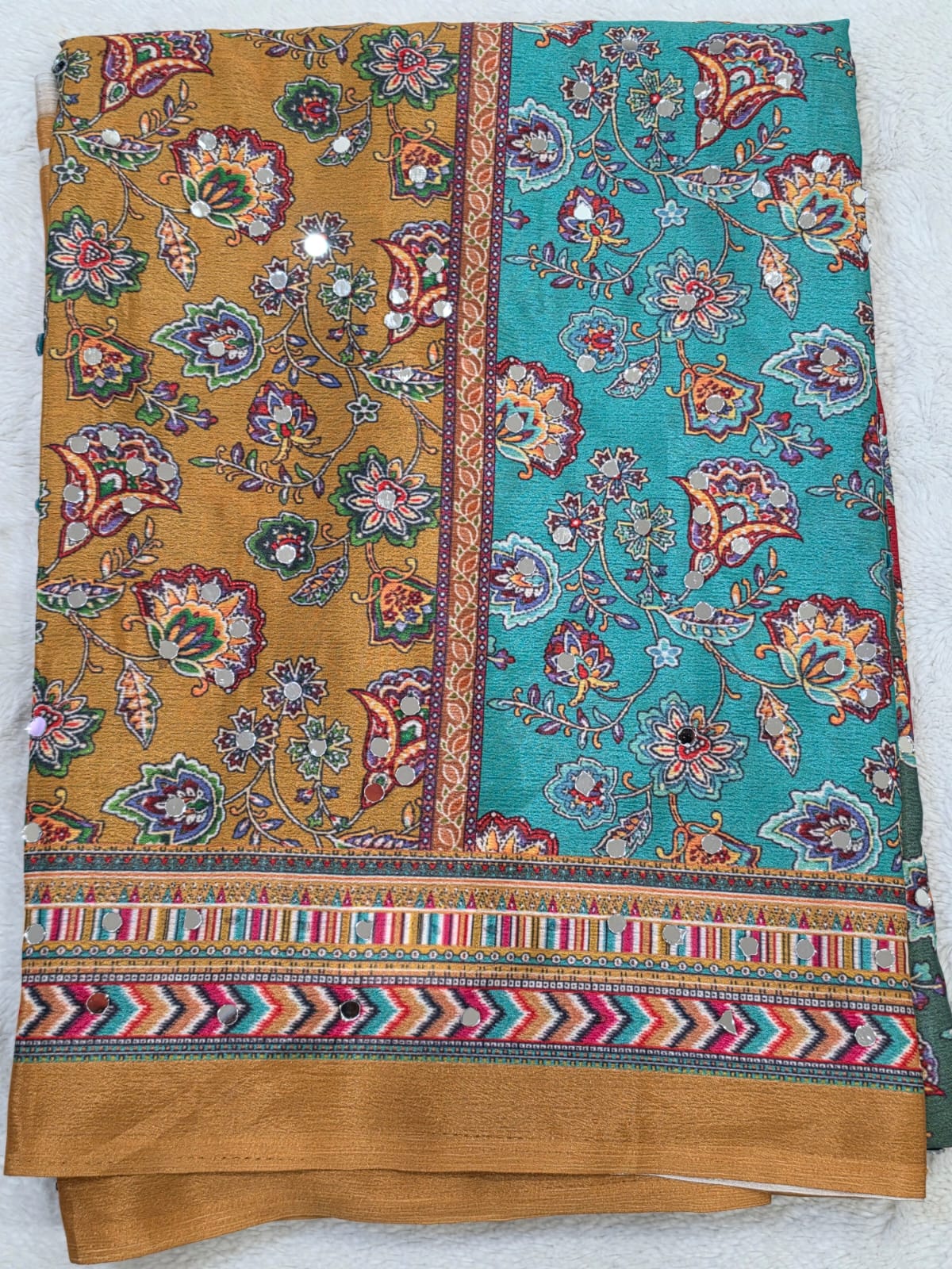 Multicolor Masakali Mirror Saree Indian Party Wear 4 Color Options - Image 9