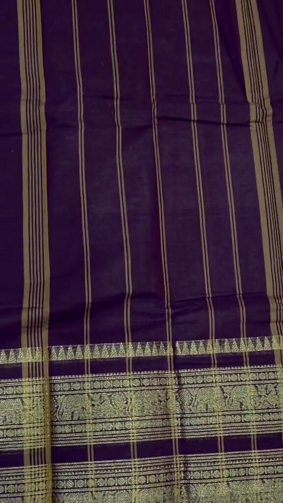 Kanchi Cotton Saree 120 Thread Count Gold Zari Border 5 Color Options
