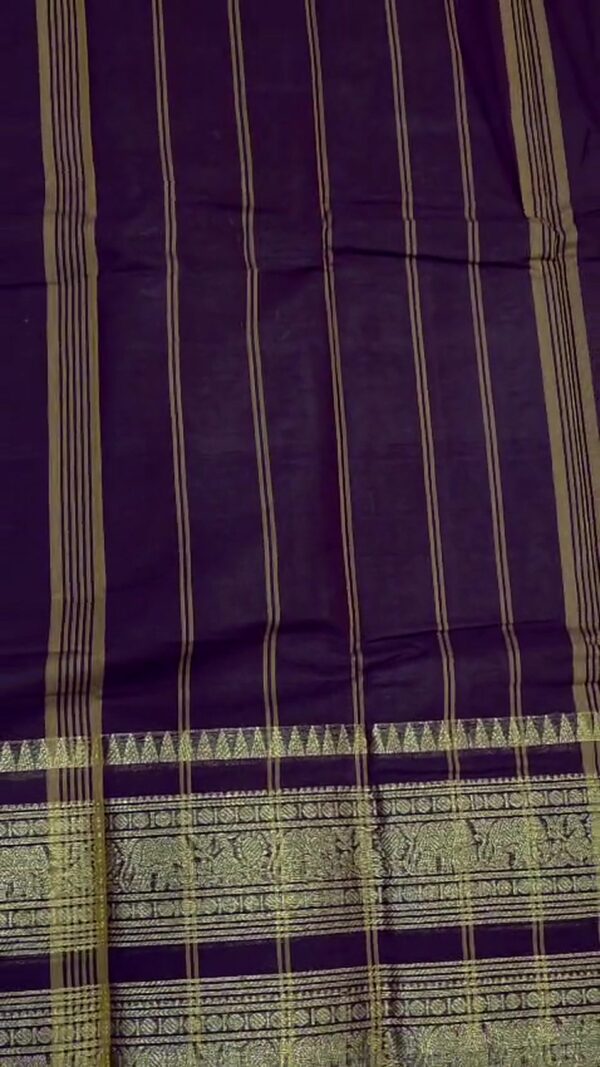 Kanchi Cotton Saree 120 Thread Count Gold Zari Border 5 Color Options - Image 8