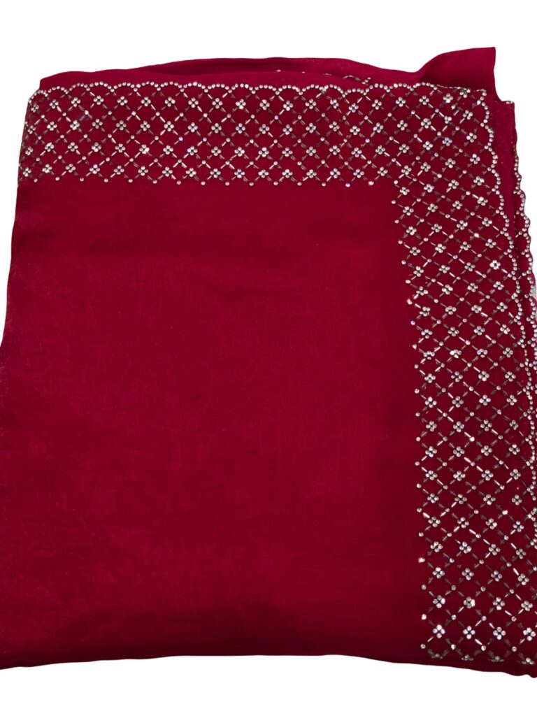 Fendy Designer Stone Silk Saree Women Indian Party Wedding Saree 6 Colors