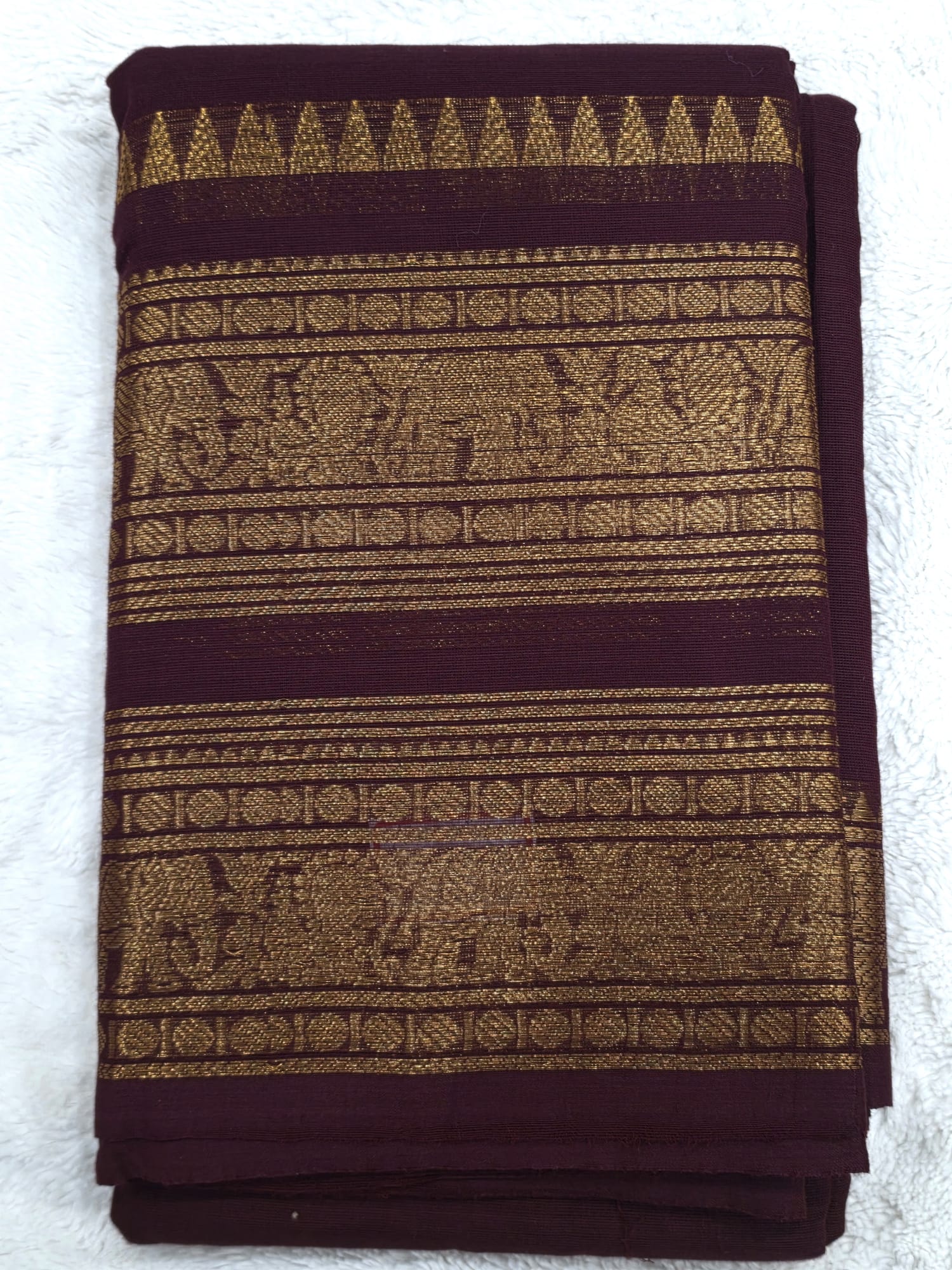 Kanchi Cotton Saree 120 Thread Count Gold Zari Border 5 Color Options - Image 7