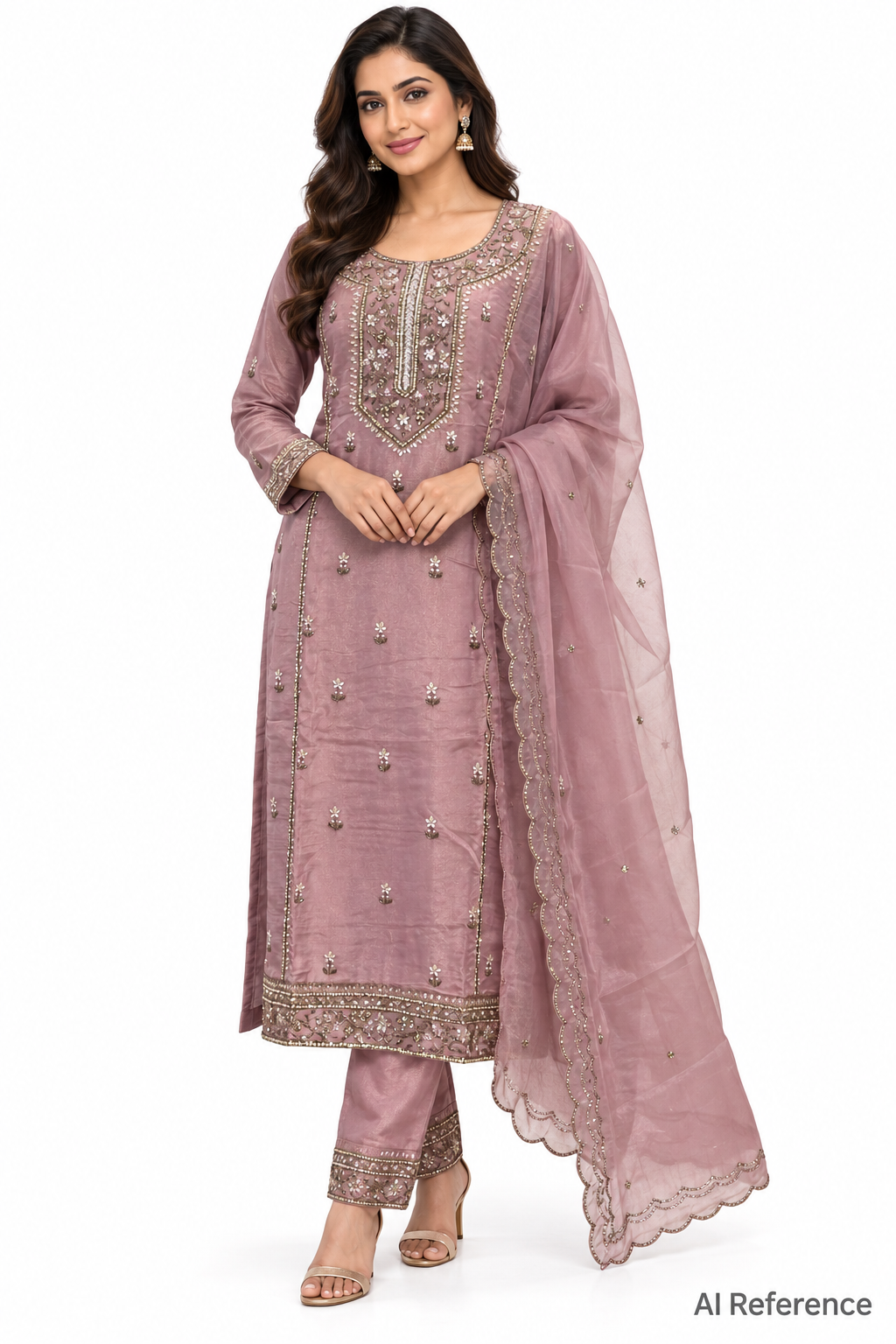 Womens 3 Piece Embroidered Salwar Kameez Suit with Dupatta Sizes M to XXL - Image 1