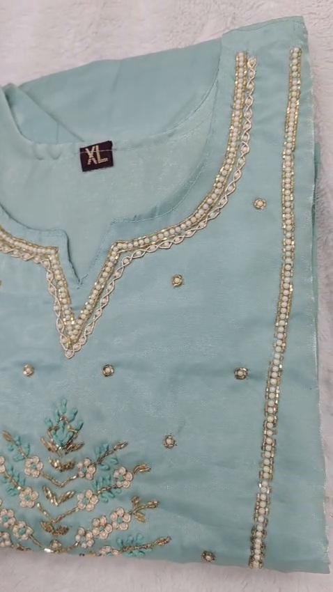 Mint Green 3 Piece Salwar Suit Embroidered Indian Pakistani Party Wear Set - Image 6