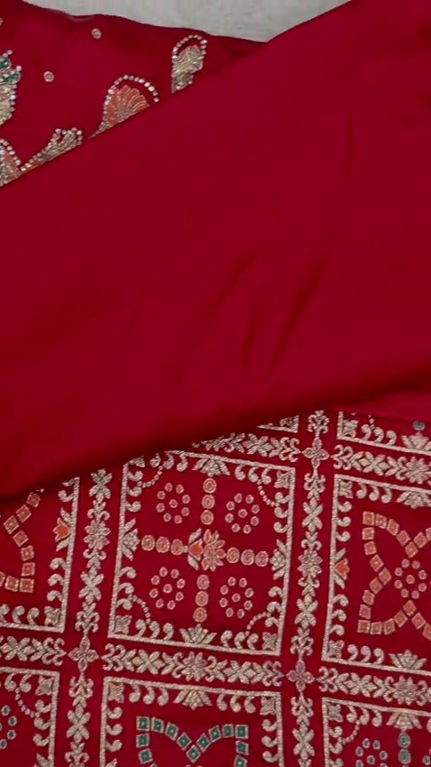 Deep Red Designer Saree with Dupatta Gold Zari Elephant Traditional Wedding Wear - Image 6