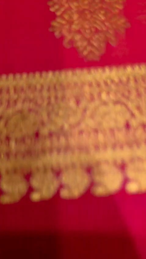 Pure Silk Kanchipuram Saree Pink Gold Zari Border Butta Indian Wedding Sari - Image 10