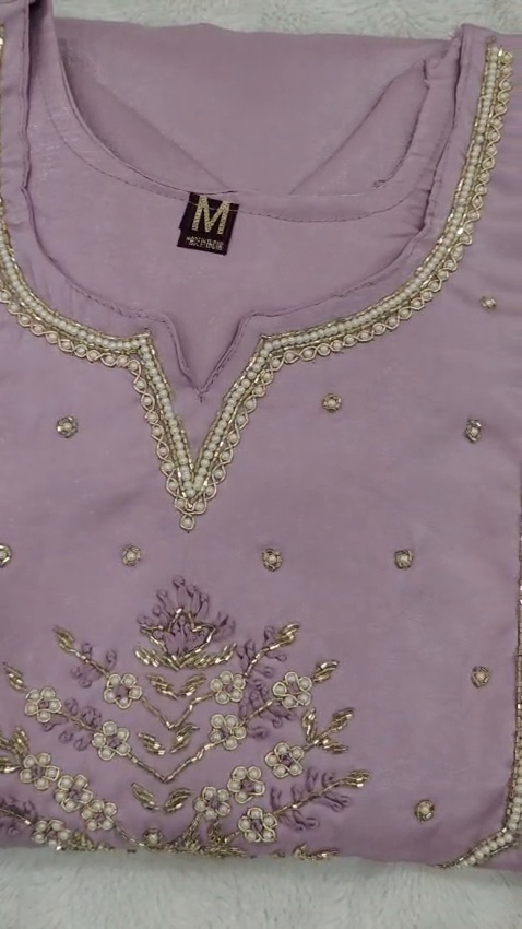 Women's Lavender 3 Piece Salwar Suit Embroidered Kurta Pant Dupatta - Image 3
