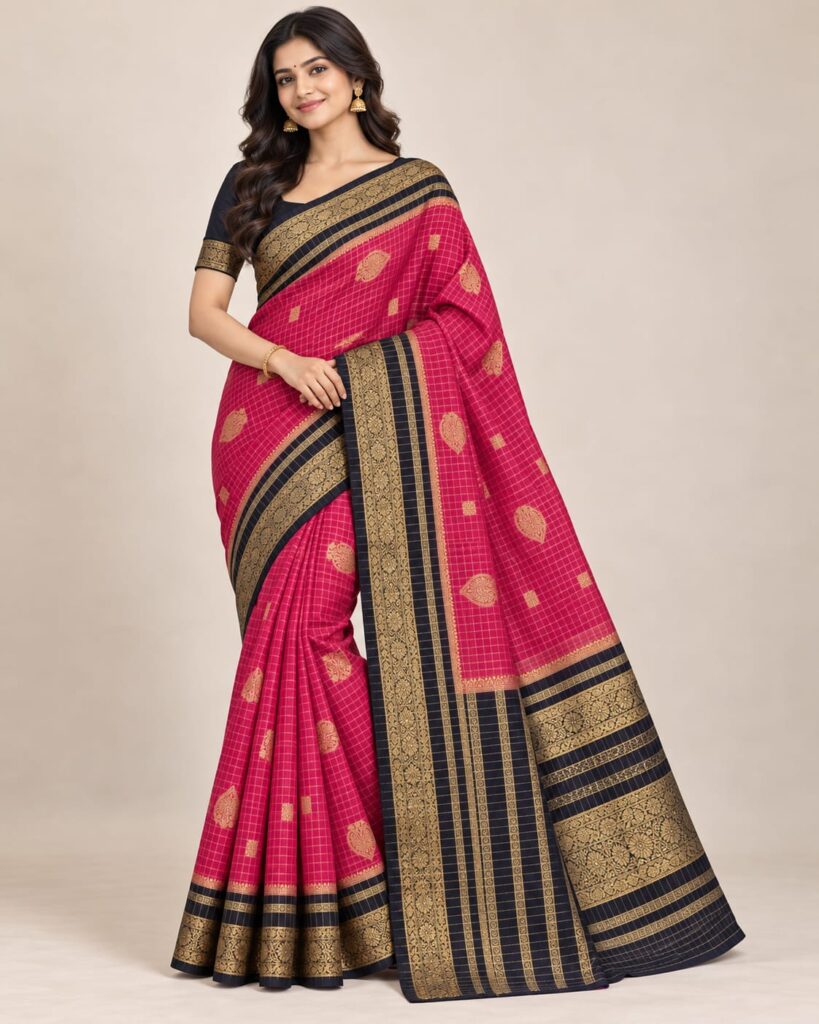 Semi Mysore Silk Saree with Zari Border Traditional Indian Ethnic Wear