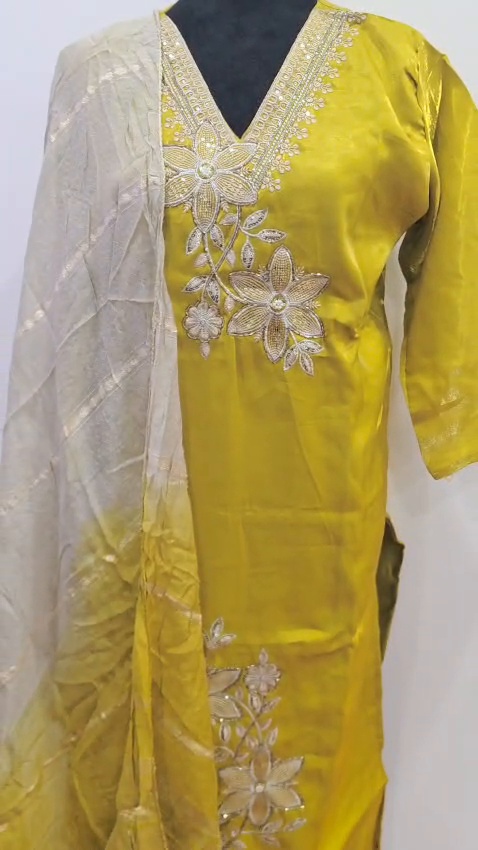 Women 3 Piece Salwar Suit Indian Ethnic Kurta Pant Dupatta Set - Image 9