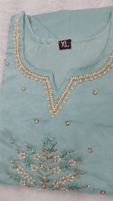 Mint Green 3 Piece Salwar Suit Embroidered Indian Pakistani Party Wear Set - Image 10