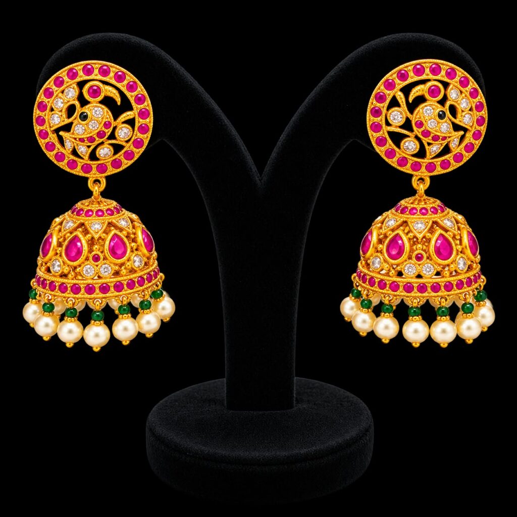 Jalebi Kundan Semi Bridal Jewellery Set Gold Plated Haram Jhumka Maang Tikka