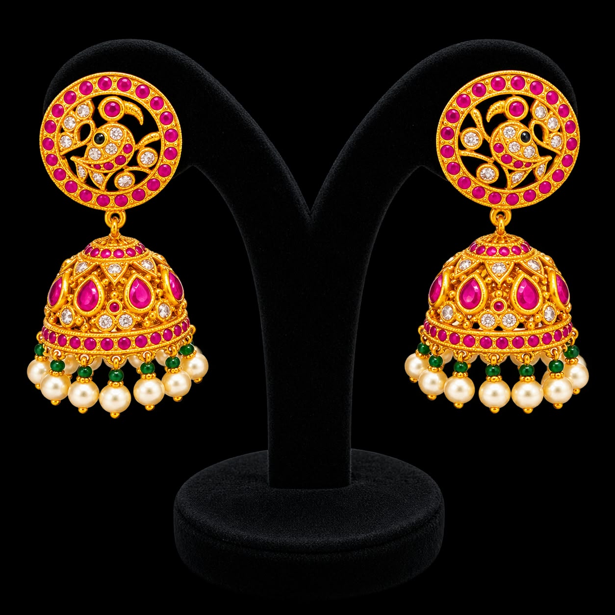 Jalebi Kundan Semi Bridal Jewellery Set Gold Plated Haram Jhumka Maang Tikka - Image 5