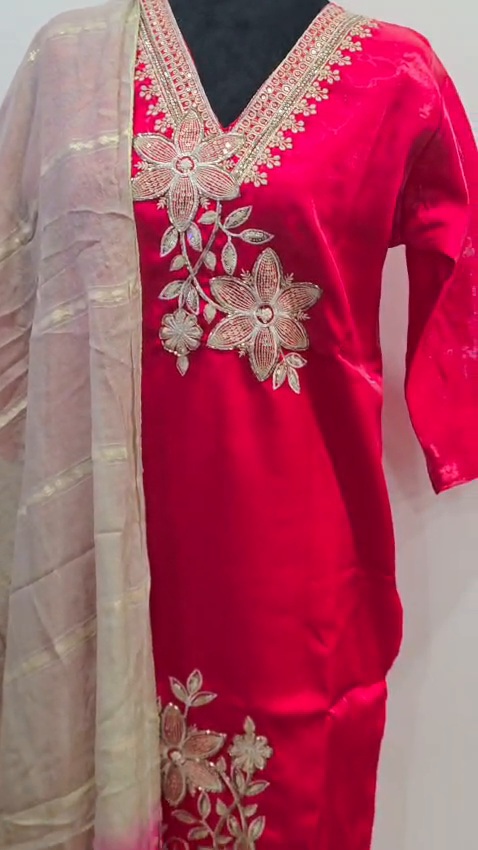 Red Indian Ethnic Salwar Suit Women Traditional Party Wedding Festive Wear - Image 3
