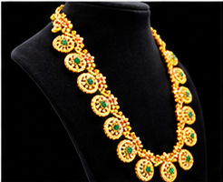 Traditional Butta Mala Long Necklace Set Green Pink White Stones Matching Earrings - Image 9