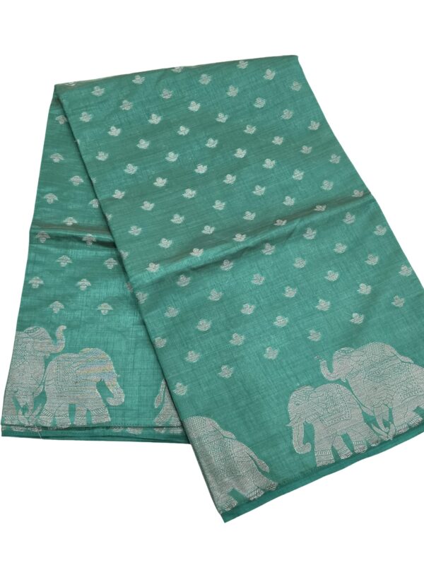 Line Tissue Silk Saree Elephant Zari Border Designer Indian Party Wear 8 Colors - Image 2