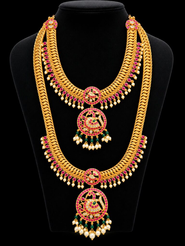 Jalebi Kundan Semi Bridal Jewellery Set Gold Plated Haram Jhumka Maang Tikka