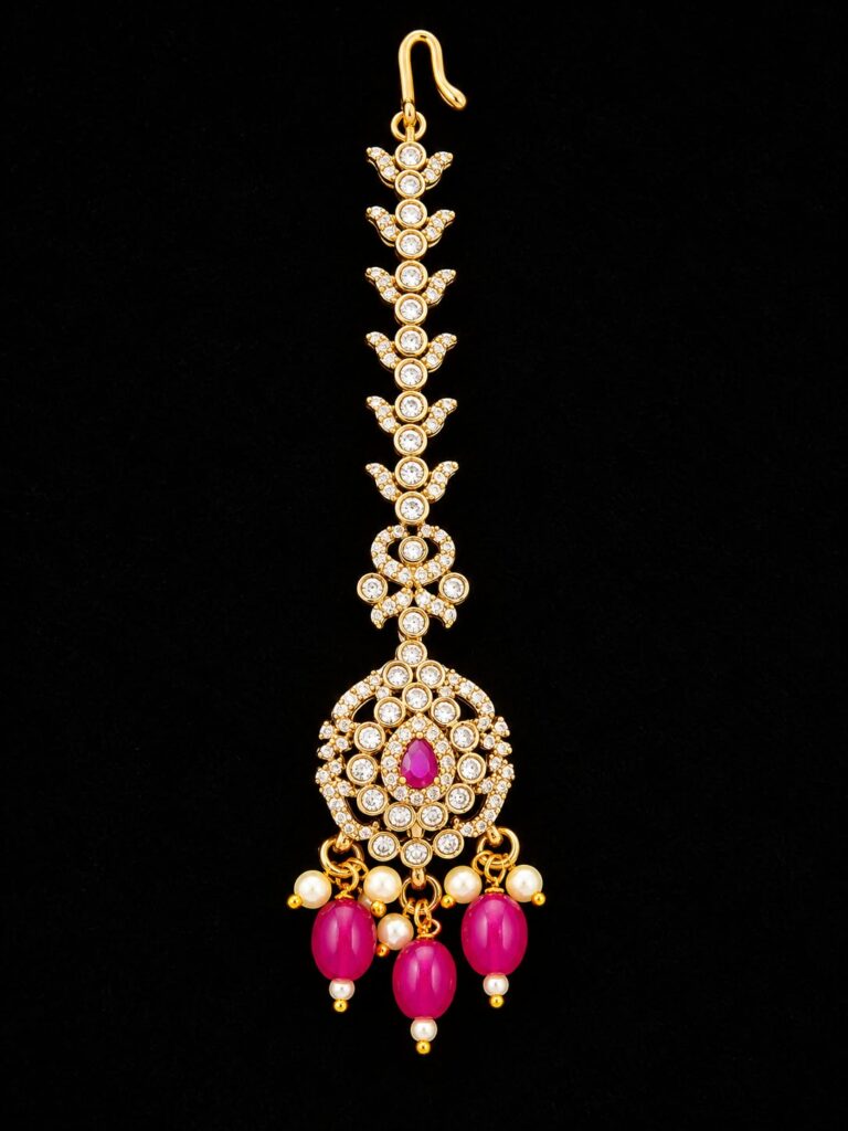Antique Gold Finish AD Stone Semi Bridal Jewellery Set Haram Necklace Earrings