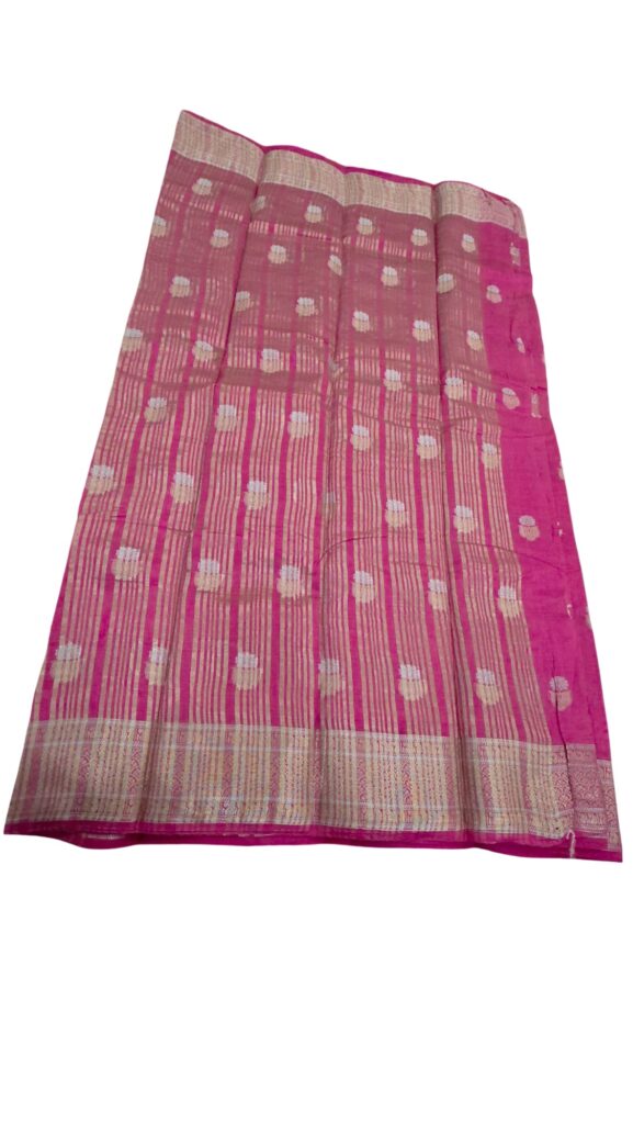 Tussar Silk Saree with Zari Woven Border Floral Butta Indian Traditional Sari