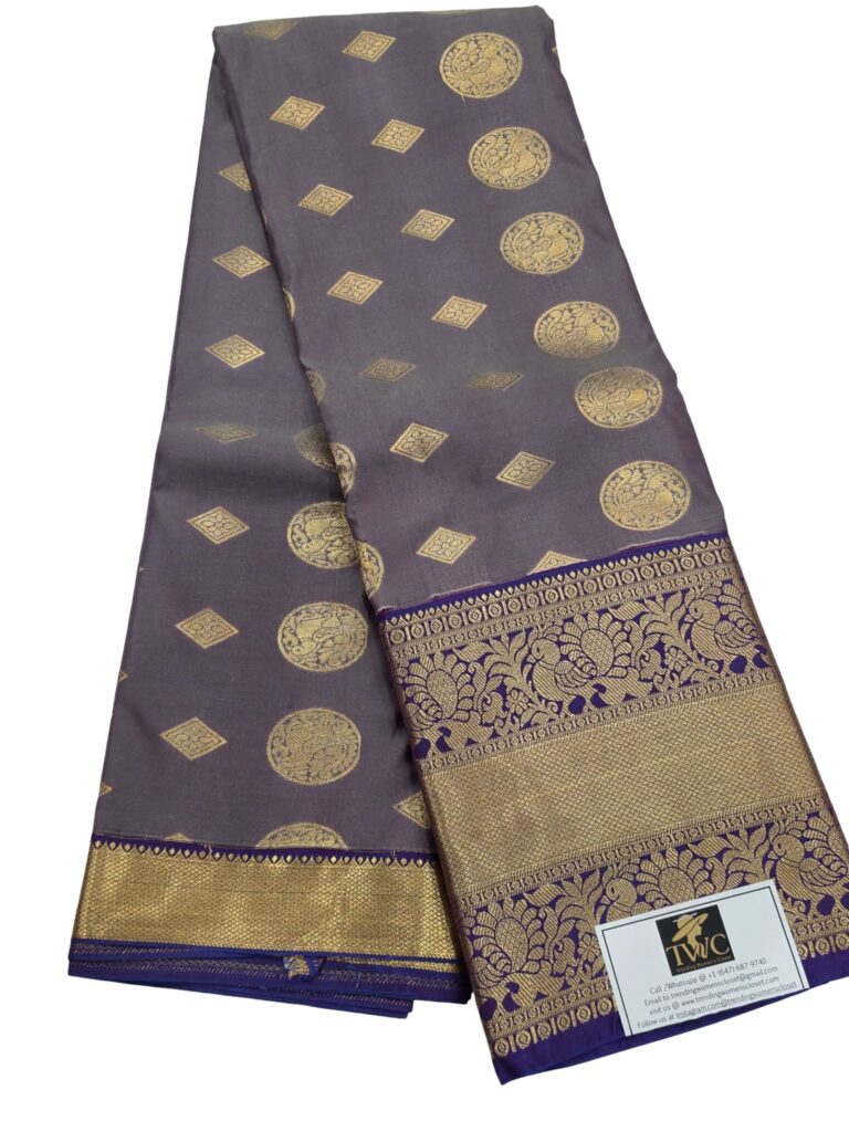 Royal Blue Kanchipuram Semi Silk Saree with Gold Zari Border