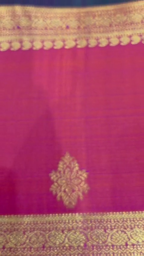 Pure Silk Kanchipuram Saree Pink Gold Zari Border Butta Indian Wedding Sari - Image 11