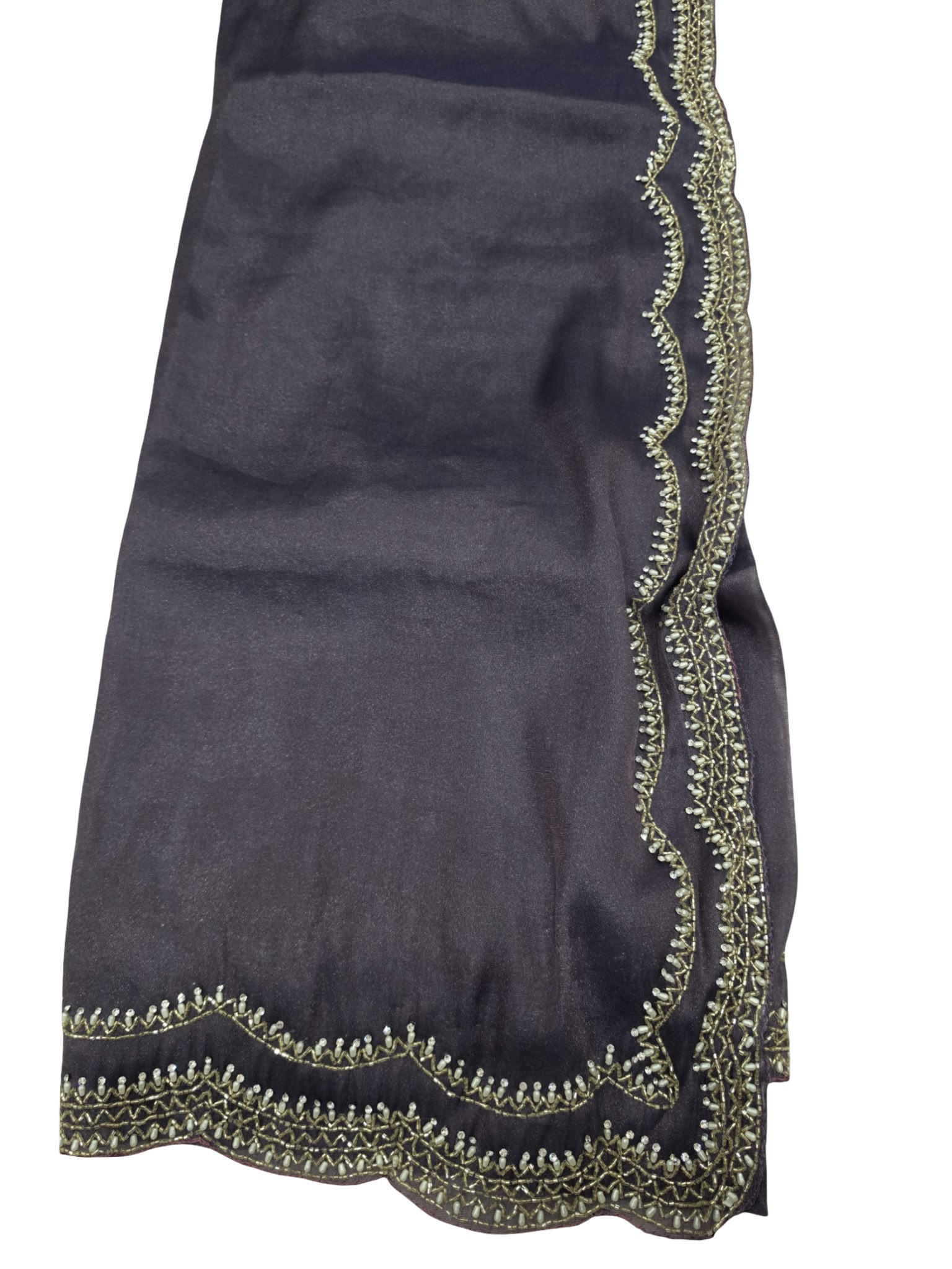 Designer Saree with Heavy Embroidery Work & Matching Blouse Wedding Party Wear - Image 4