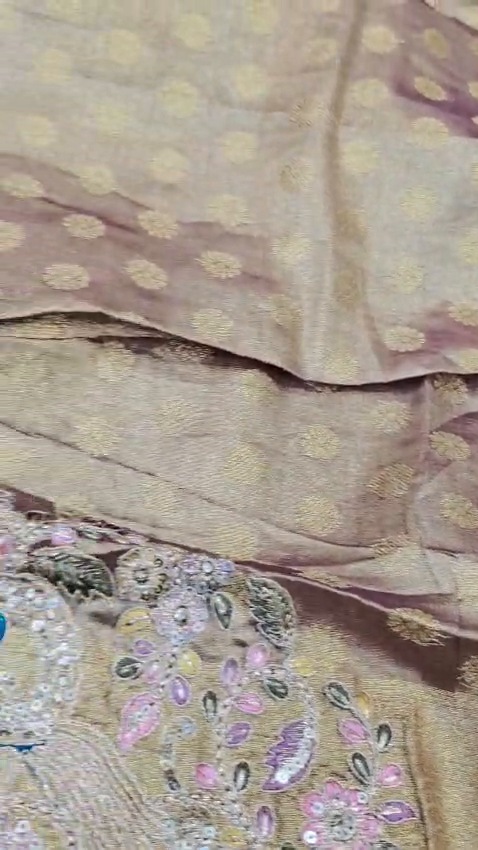 Designer Tissue Silk Saree Peacock Embroidery Sequin Work Wedding Party Wear - Image 10