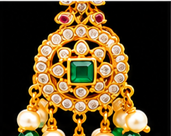 Traditional Butta Mala Long Necklace Set Green Pink White Stones Matching Earrings - Image 12