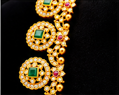 Traditional Butta Mala Long Necklace Set Green Pink White Stones Matching Earrings - Image 5