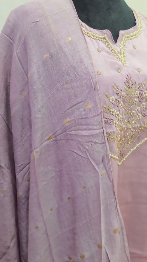 Women's Lavender 3 Piece Salwar Suit Embroidered Kurta Pant Dupatta - Image 7