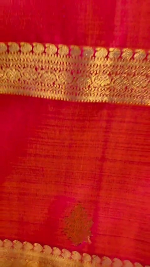 Pure Silk Kanchipuram Saree Pink Gold Zari Border Butta Indian Wedding Sari - Image 9