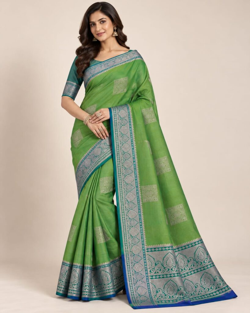 Tussar Silk Saree with Zari Woven Border Traditional Indian Ethnic Party Wear