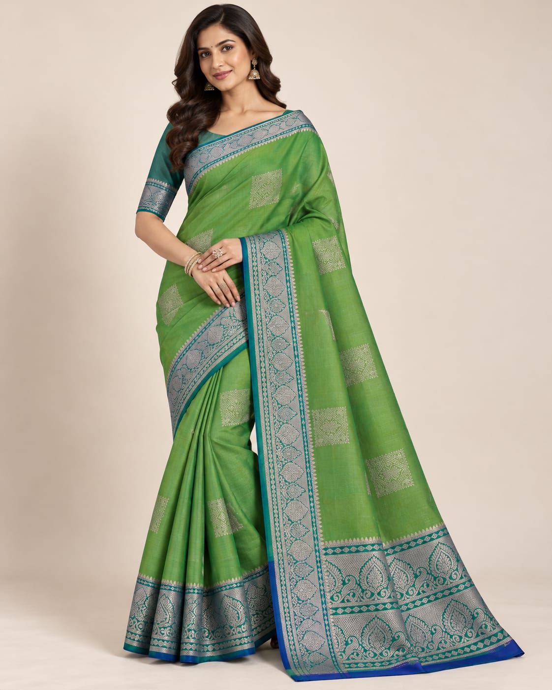 Tussar Silk Saree with Zari Woven Border Traditional Indian Ethnic Party Wear - Image 1