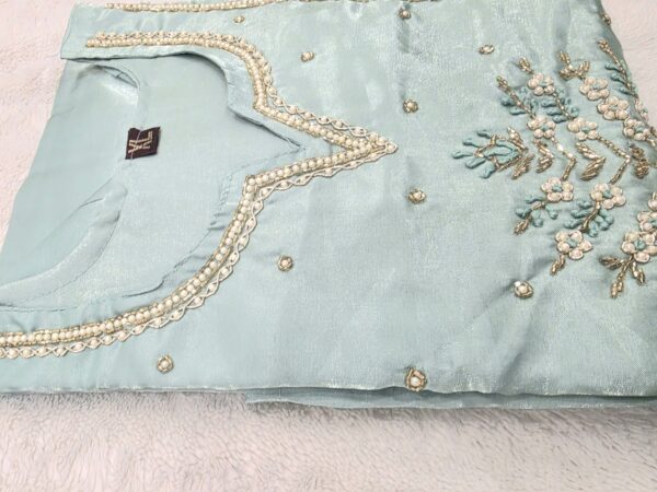 Mint Green 3 Piece Salwar Suit Embroidered Indian Pakistani Party Wear Set - Image 3