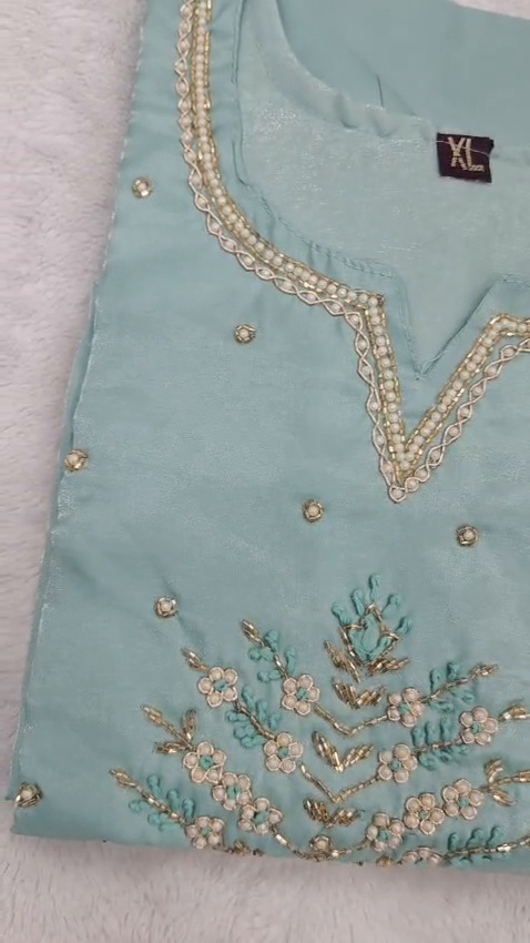 Mint Green 3 Piece Salwar Suit Embroidered Indian Pakistani Party Wear Set - Image 5