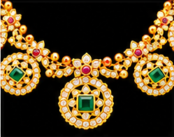 Traditional Butta Mala Long Necklace Set Green Pink White Stones Matching Earrings - Image 4
