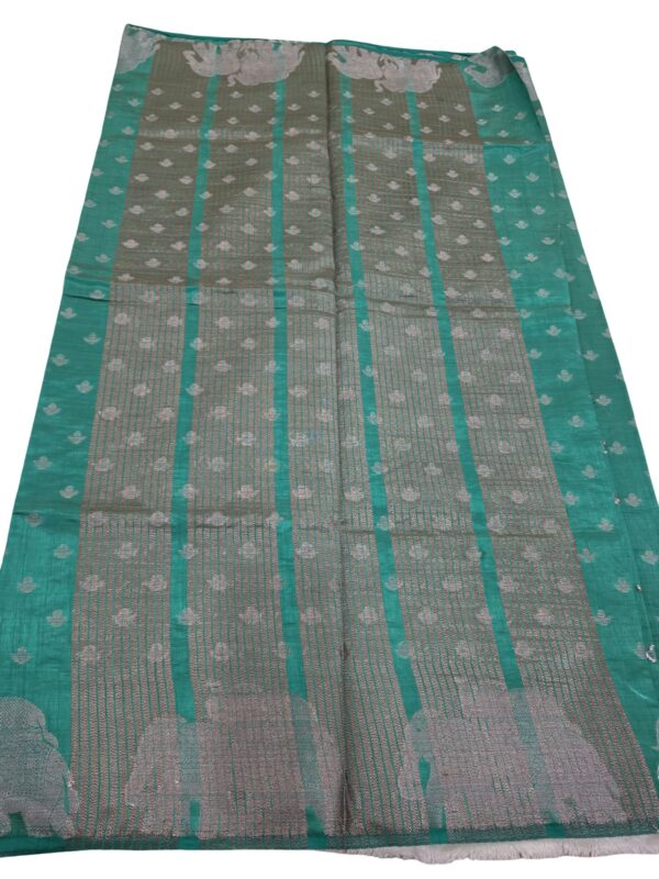 Line Tissue Silk Saree Elephant Zari Border Designer Indian Party Wear 8 Colors - Image 3