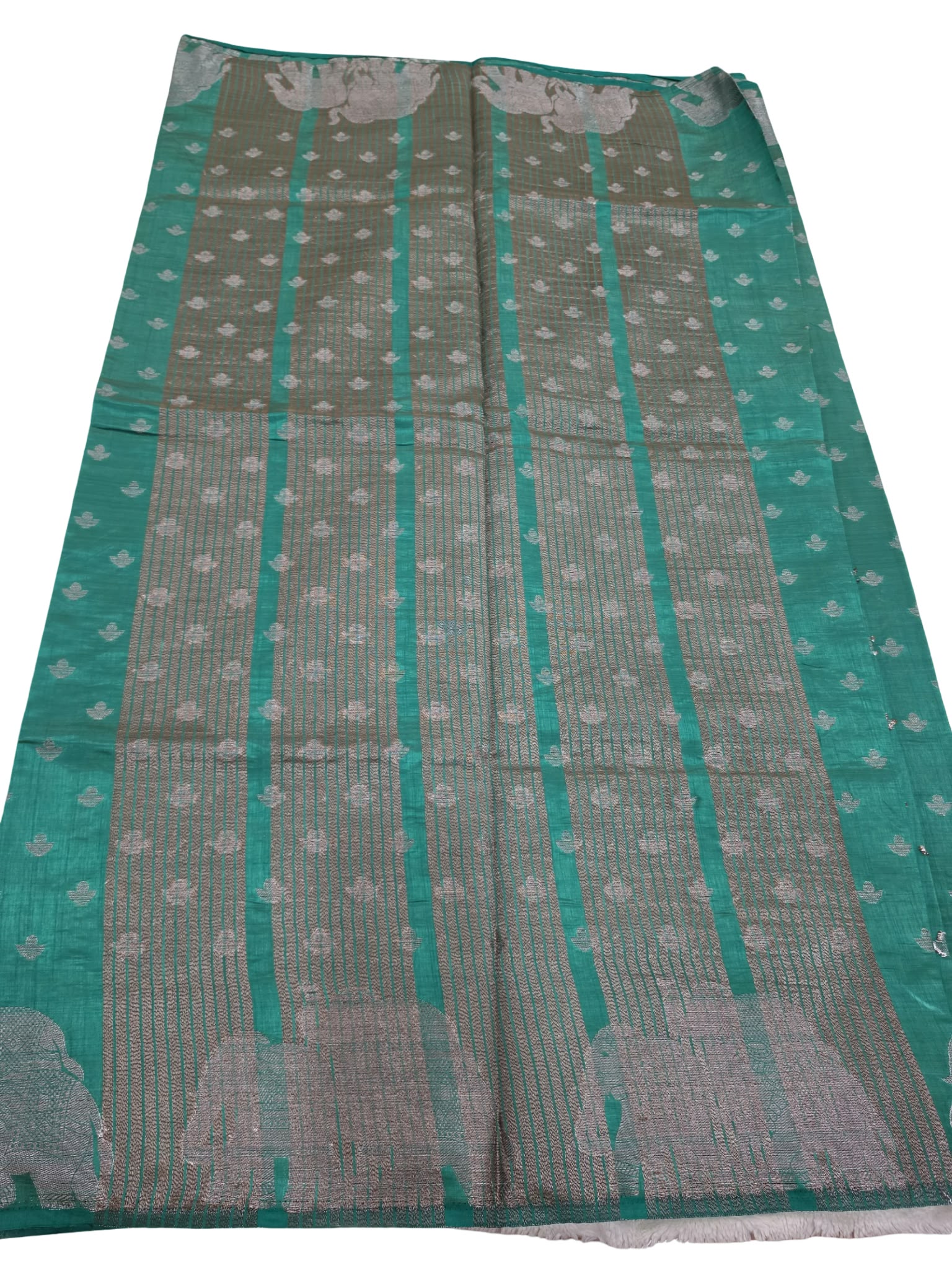 Line Tissue Silk Saree Elephant Zari Border Designer Indian Party Wear 8 Colors - Image 3