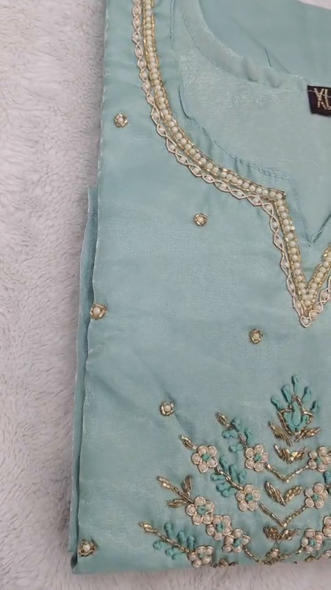 Mint Green 3 Piece Salwar Suit Embroidered Indian Pakistani Party Wear Set - Image 7
